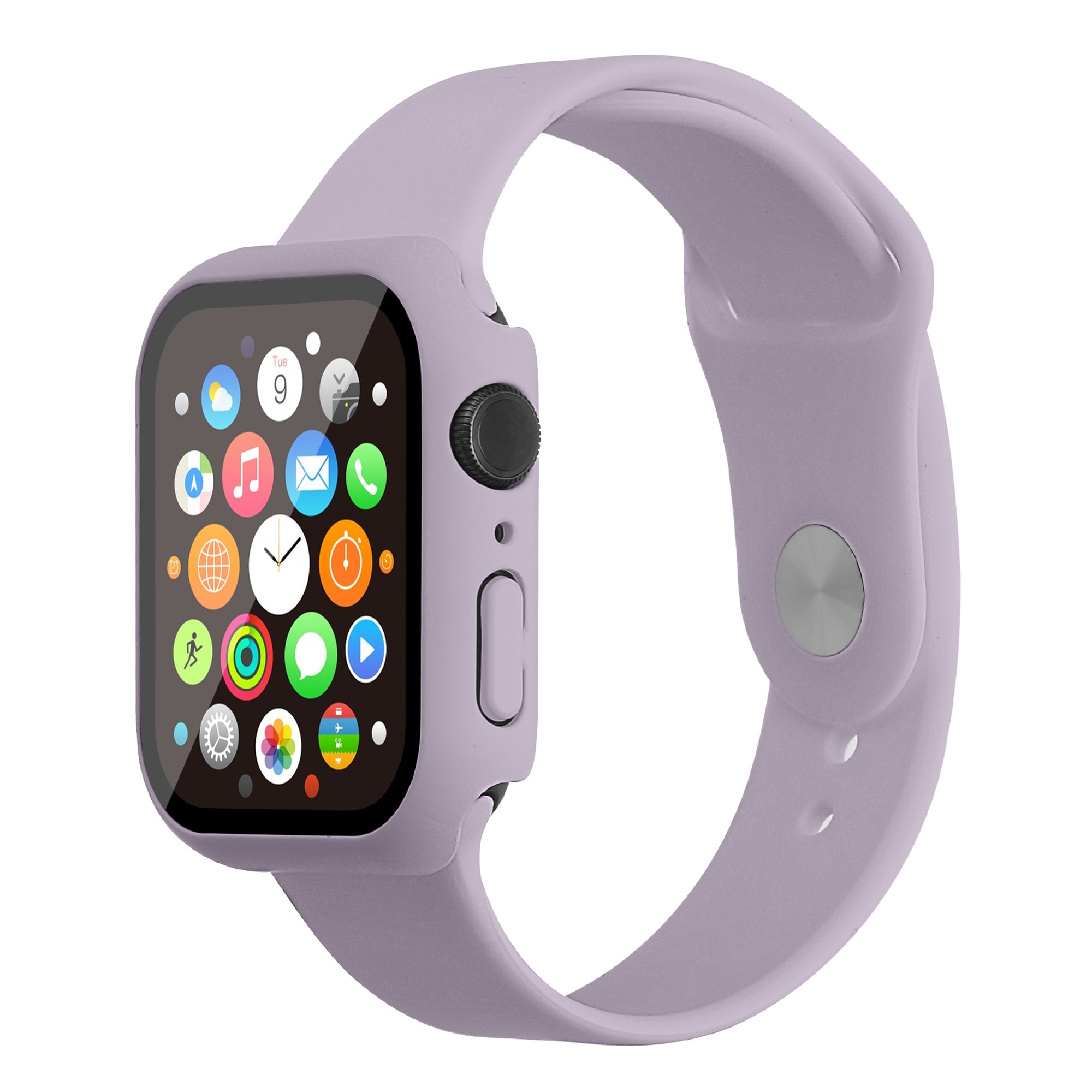 For Apple Watch Series 7 45mm Hard PC Watch Case with Tempered Glass Film + Silicone Watch Band Size S M For Apple Watch Series 7 45mm Hard PC Watch Case with Tempered Glass Film + Silicone Watch Band Size S M